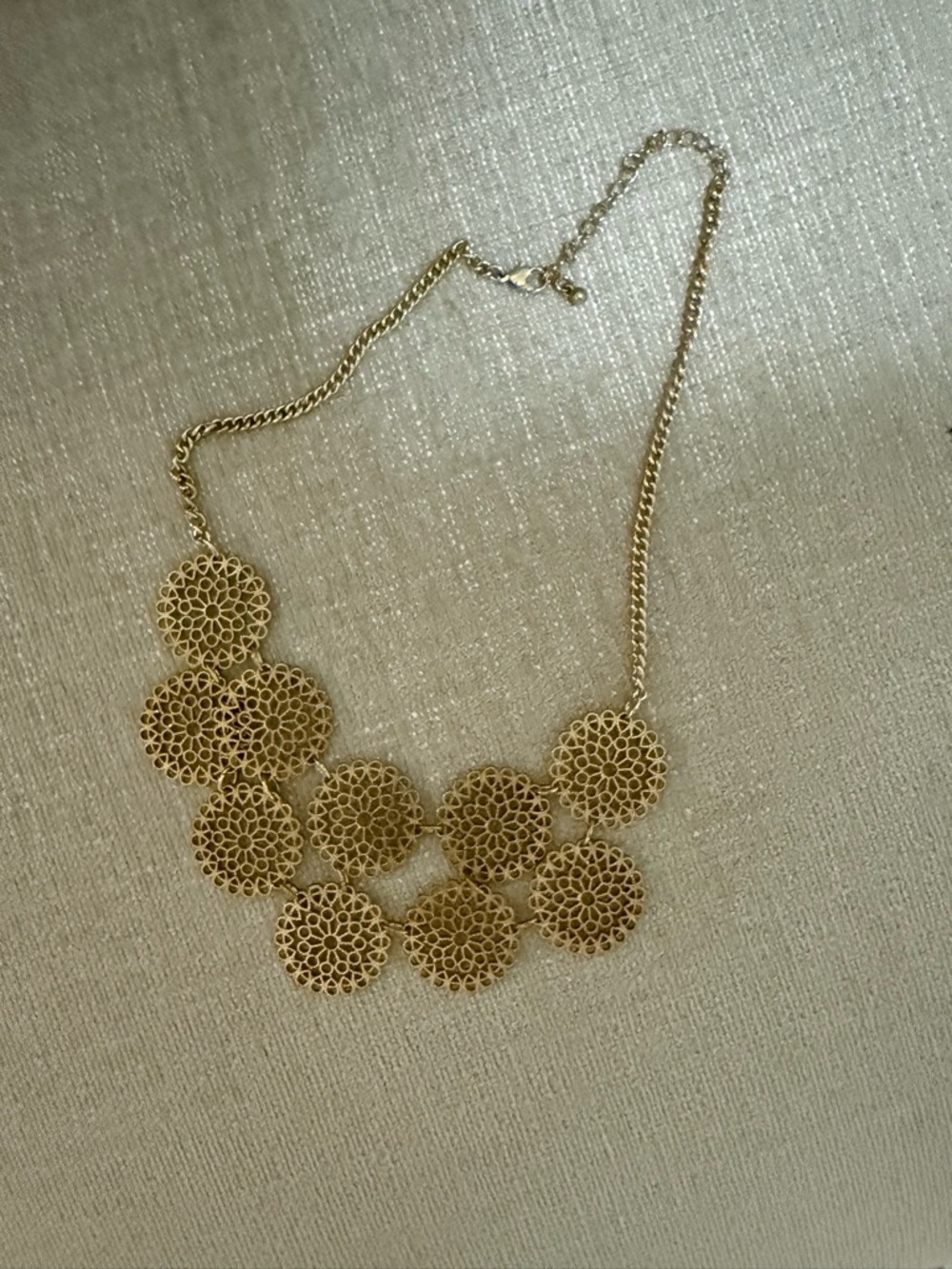 Delicate Gold Filigree Circle Statement Necklace